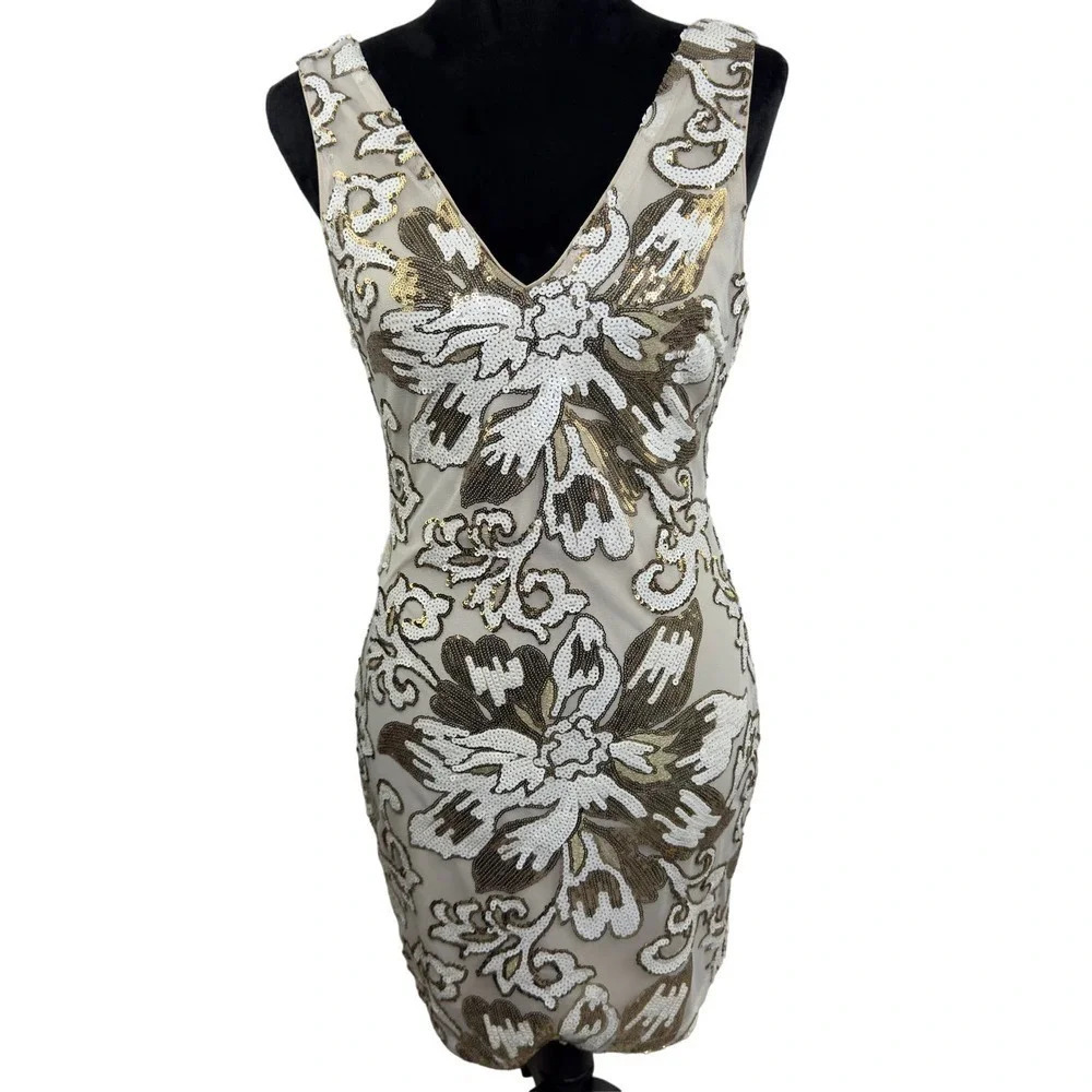 Arc and Co Floral Sequin Mini Dress
